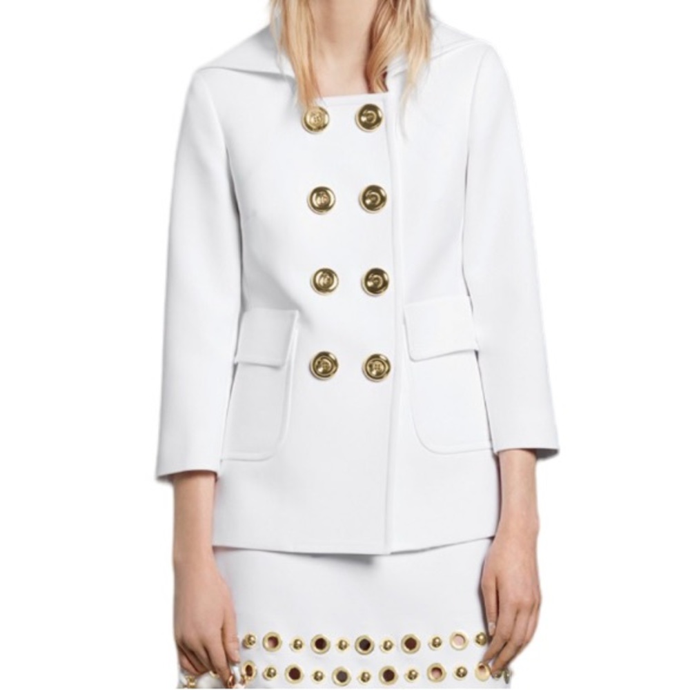 Michael Kors COLLECTION White  Double Breasted Blazer 10 NEW